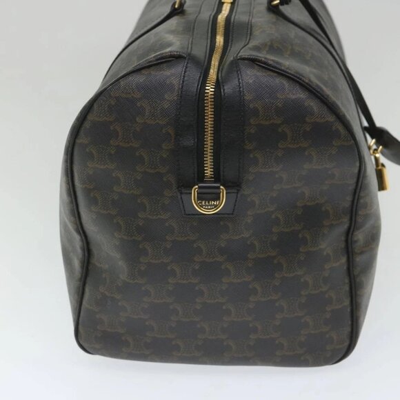 CELINE Triomphe Canvas Boston Bag PVC Leather 2way Black Auth hk880V - Picture 5 of 16